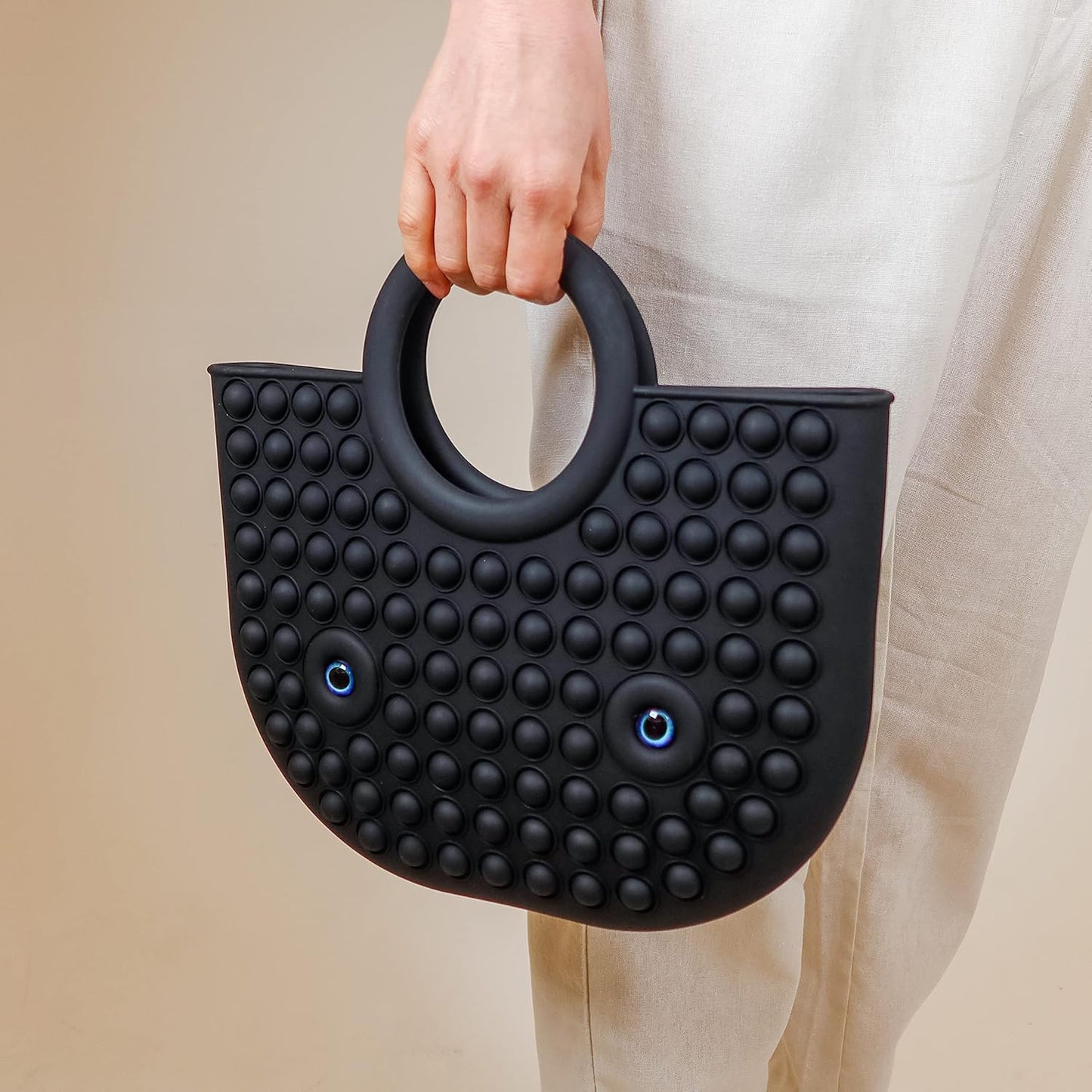 BABANA Fidget Purse for Girls - Bubble Push Pop Bag with Crazy Eyes, Silicone Fidget Handbag Toy for Kids | Birthday, Easter