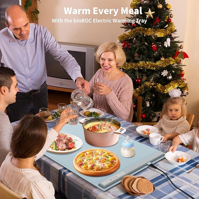 Food Warming Mat Electric Warming Tray, Fast Full Surface Heating with 3 Temperature Level, Rollable Silicone Heating Pad Food Warmer for Parties, Gatherings, Buffet, Countertop, Daily Use