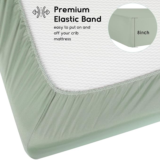 Yoofoss Baby Crib Sheets for Boys Girls, Fitted Crib Sheet 2 Pack for Standard Crib and Toddler Mattress, Super Soft Microfiber Baby Sheet 28x52x8in Green + Banana Leaves