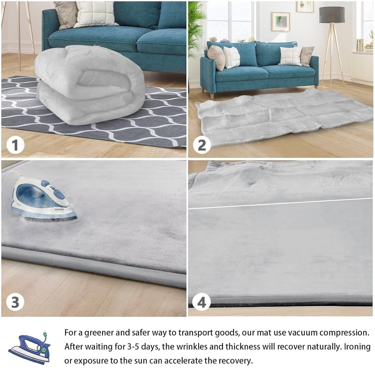 Baby Play Mat for Floor Tummy Time Nursery Muscle Area Playroom Rug Tatami Mat 6'7"x6'7" Memory Foam 1.3" Thick Crawling for Babies,Toddlers, Infants, Kids(Light Gray)