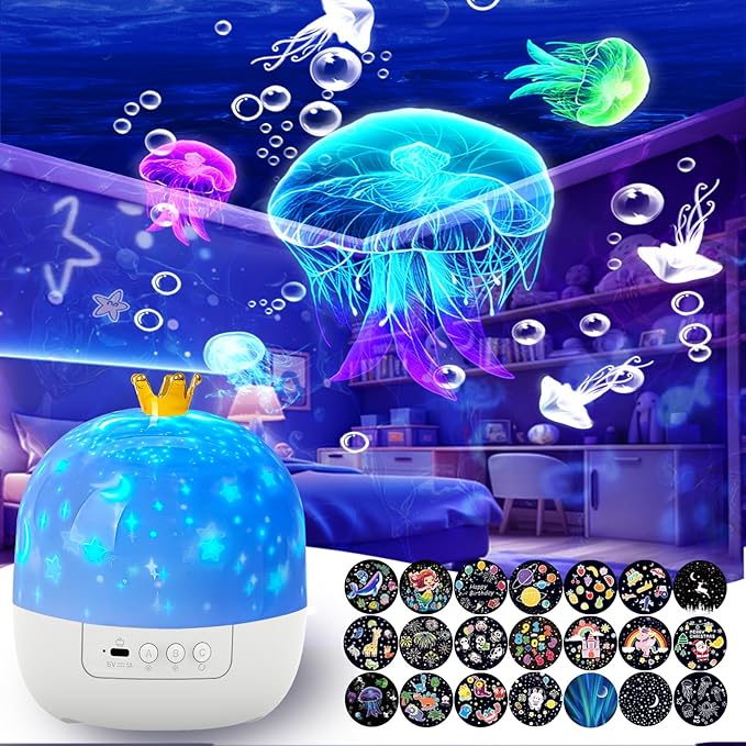21 Sets of Films Ocean Night Light Projector, Kids Projector for Bedroom, Stars Projector for Ceiling, 360 Degree Rotation Kids Night Light for Decorating Party,Birthdays,Christmas Gifts
