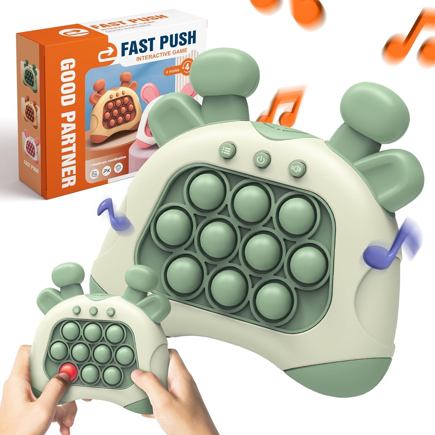 Fast Push Game – Handheld Fidgets Toy with 4 Diverse Game Modes including Multi-Player for Endless Entertainment – Develops Sensory Skills and Trains Memory – Green Deer Pop It Toy for Kids and Adults