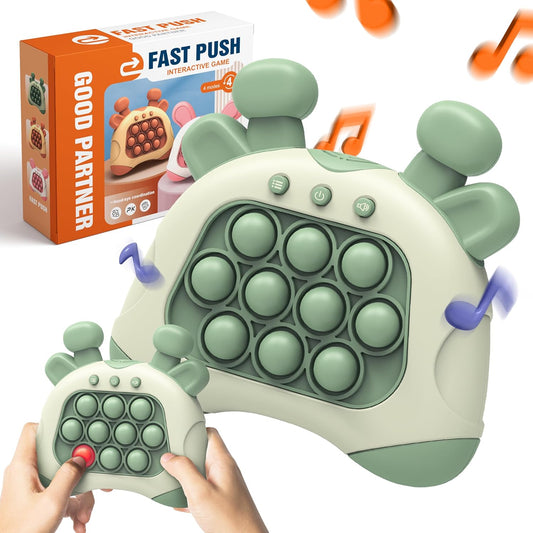 Fast Push Game – Handheld Fidgets Toy with 4 Diverse Game Modes including Multi-Player for Endless Entertainment – Develops Sensory Skills and Trains Memory – Green Deer Pop It Toy for Kids and Adults