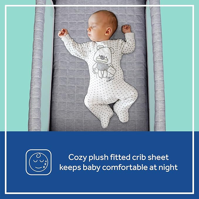 SEALY BABY Cozy Soft Breathable Bassinet & Bedside Sleeper Bed, Lightweight Airy Mesh Newborn Crib, Safe & Comfortable for Room Sharing, Storage Pocket, Tool-Free Assembly