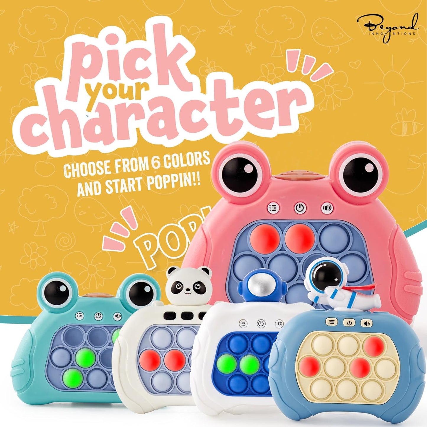 Fast Push Game | Pop It Game Light Up Fidget Toy | The Fidget Game | Quick Push Bubble Game for Educational and Memory Growth | Speed Push Pop Game Push Game Fidget Toy (Pink Frog)