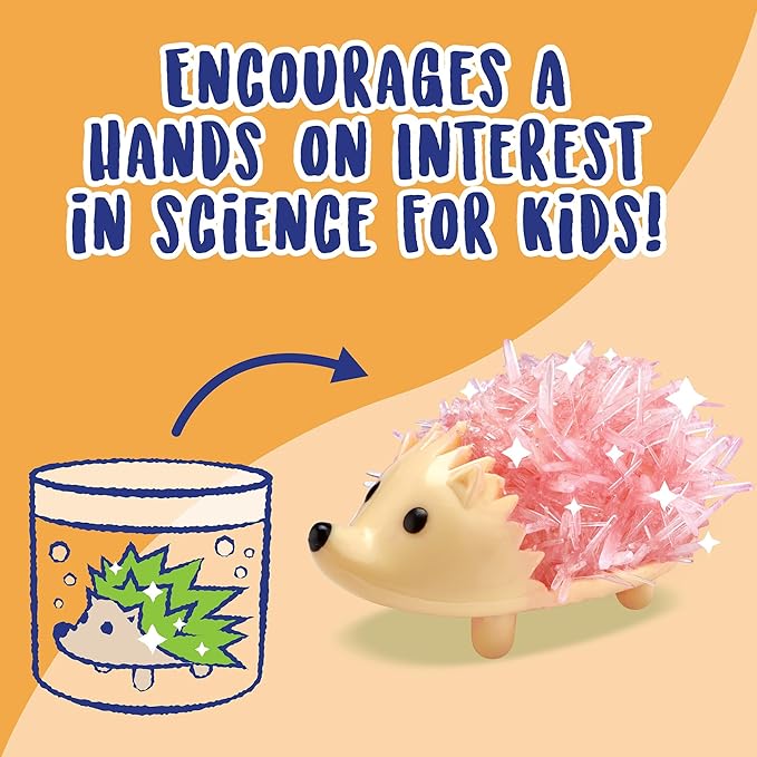 MindWare Crystal Growing Kits: Hedgehogs Bright Colors Set of 2 – Cute DIY Crystal Growing Kits for Kids & Teens – Funky mini Science Experiment in an 9pc kit – Crystals Grow in 24 Hours