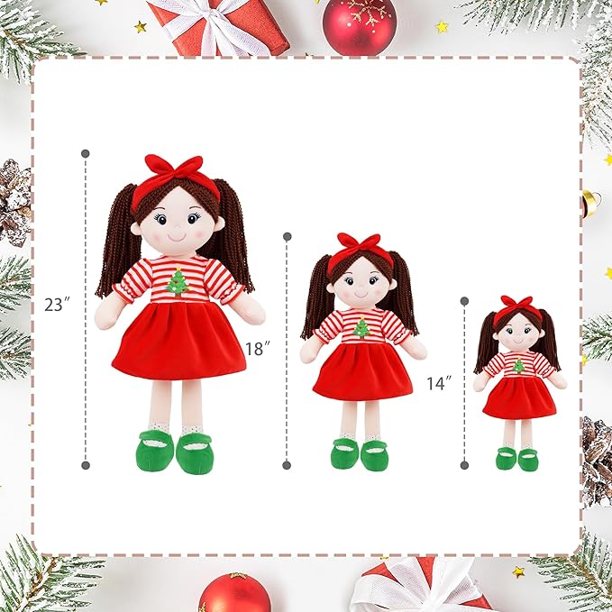 June Garden 18" Snuggle Cuties Nora - Soft Cuddly Plush Doll Gift for Girls - Huggable Rag Doll - Christmas L