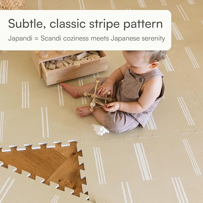 Baby Play Mat for Floor – 6x8ft Old White | Soft Non Toxic Premium EVA Foam Tiles for Tummy Time, Crawling & Playroom – Waterproof Interlocking Floor Mat for Babies & Toddlers by Lillefolk (12 Tiles)