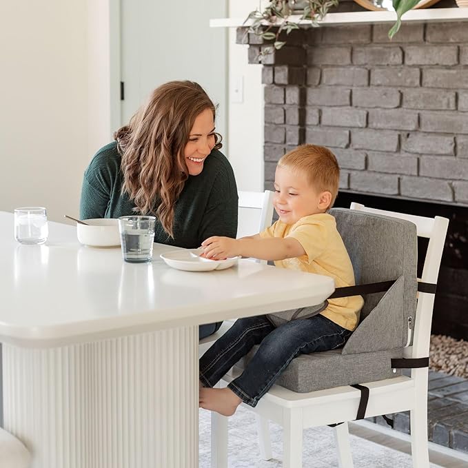 Toddler Booster Seat for Dining Table Kitchen Chair - High Portable Cushion Child Kids Seats, Restaurant Eating Chair with Adjustable Straps & Non-Slip Base