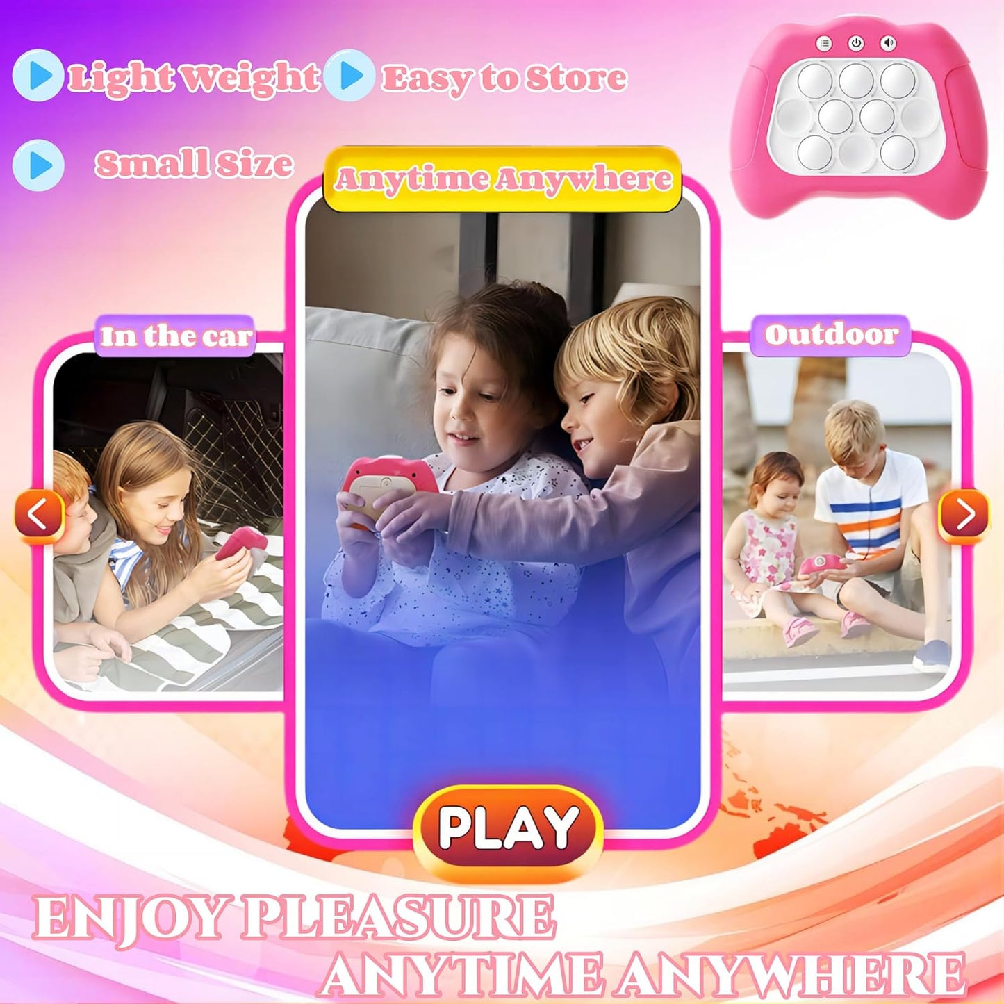 2Pcs Pop Electronic Game,Light Up Pop Game,Fast Push Game for Children Adults,4 Modes Games Fidget Sensory Toys ,Handheld Games Gift Idea for Kids Teens Boys Girls Ages 3-12 Years Old & Up (2)