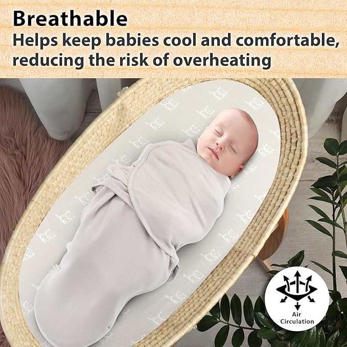 Bassinet Sheets Girl– 3-Pack Soft Fitted Bassinet Sheets, Organic Cotton, Breathable & Cozy, Fits 32x16x4 Inch Rectangle, Oval & Hourglass Mattresses