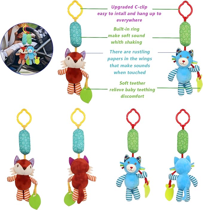 BLOOBLOOMAX Sock rattles for Babies 0-24 Months Baby Animal Foot Finder Educational Toys