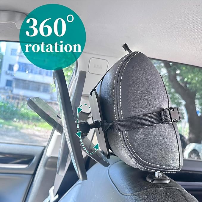 Funbliss Bar Mirror for Baby + 2 Pack Car Window Shades Bundle (19″ × 12″), UPF 50+ Window Shade for Baby in Car, 360° Rotation Fully-Adjustable Straps