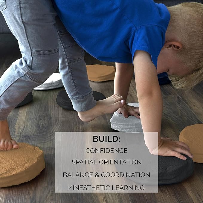 JumpOff Jo - Rocksteady - Balance & Coordination Enhancing Blocks and Stepping Foam Stones, Sensory Toys for Kids - Indoor and Outdoor Obstacle Course