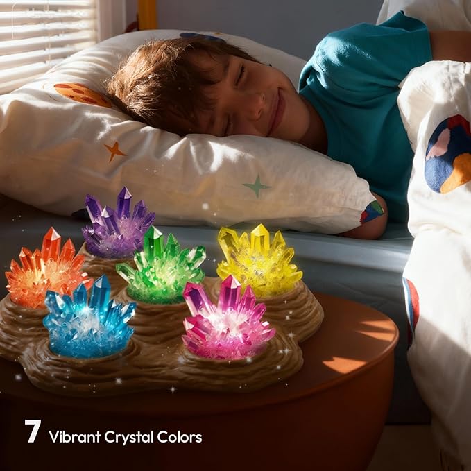 Klever Kits Crystal Growing Lab- 7 Color Crystal Growing Kit with Light-Up Base, Educational Toys Birthday Gift for Boys and Girls, Science Kits for Kids Ages 8-12