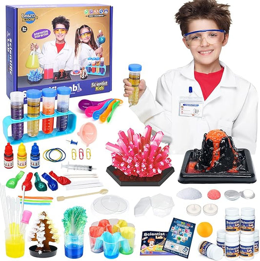 STEM Science Kits For Kids - 56 Science Lab Experiments For Teenagers Age 8-10-12-14 Volcano Crystal Growing Chemistry Projects,Educational Activities Toys Game For Boy & Girl Christmas Birthday Gifts