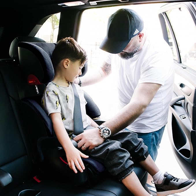 Clek Oobr High Back Booster Seat with Adjustable Headrest, Reclining Design, and Rigid LATCH System (Thunder)