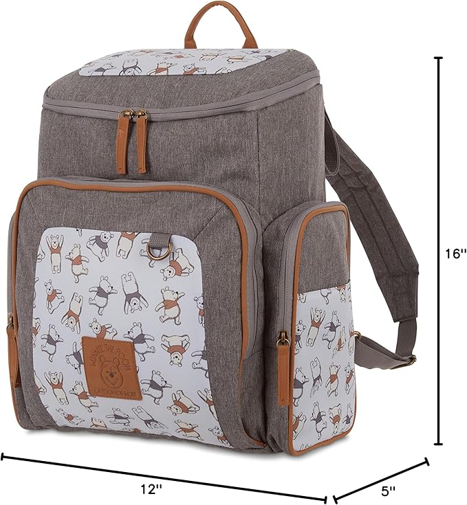 Disney Cudlie Baby Boys Jartop Backpack Diaper Bag in Winnie The Pooh Print, 16 Inch, Includes Changing Pad