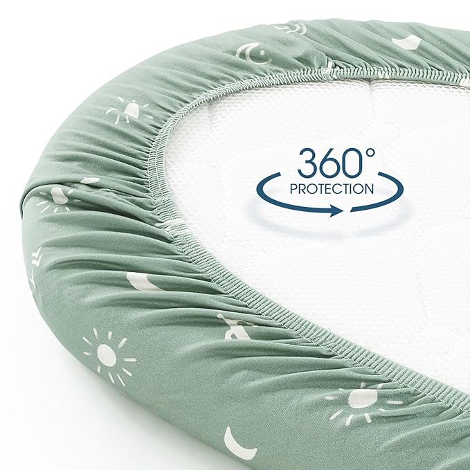 GRSSDER Stretchy Ultra Soft Fitted Bassinet Sheets 3 Pack, Universal Fit for Baby Cradle Moses Basket Oval Rectangle Mattress Safe and Snug, Sunny Holiday Print