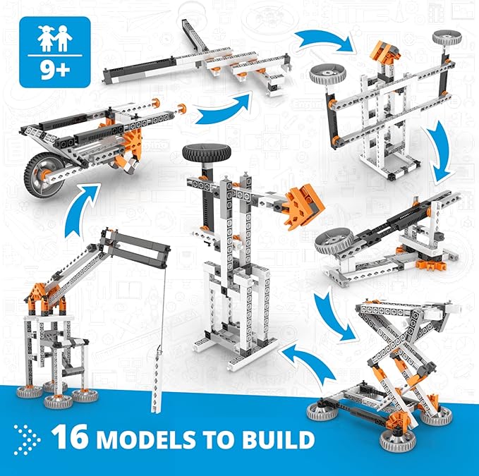 Engino STEM Toys, 16 Models in 1, Mechanics Levers & Linkages, Construction Toys for Kids 9+, Educational Kit, Gift for Boys & Girls, Fun Kids Activities, Engineering Kit