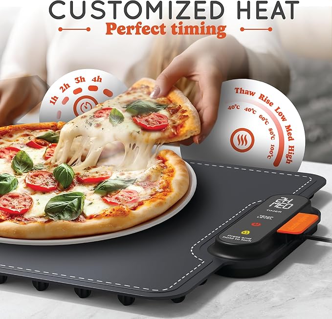 Electric Warming Tray, Rollable Silicone Warming Pad for Food with 4 Temperature Settings, auto Shut-Off, Great Food Warmer Mat for Parties, Buffets, Gatherings and Everyday Use - Black