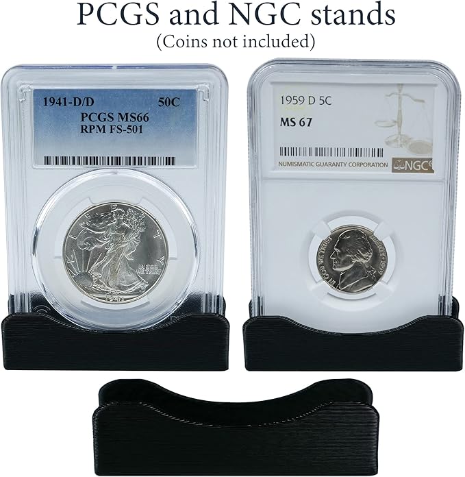 10-Pack Coin Holder Display Stand, PCGS Coin Slab Holder, NGC Coin Display Stand Holders for Coins (Black)