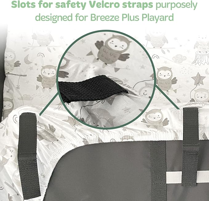 Pack and Play Sheets Fitted – Compatible with 4moms Breeze Plus Playard and Other Large Playpen Mattress – Snuggly Soft 100% Jersey Cotton – 2 Pack Play Yard Sheet Set for Boys & Girls