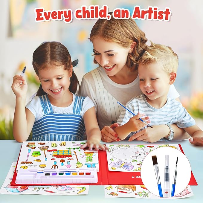 JoyCat Paint with Water Coloring Books for Toddlers, Watercolor Painting Sets for Kids Ages 3-5 4-8, Arts and Crafts Drawing Activities Toy Birthday Gift for Boys Girls (Farm)