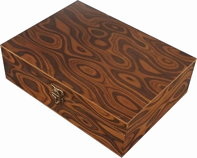 Handmade Walnut Burl Texture Keepsake Box: Elegant Decorative Storage Gift Wooden Box for Weddings, Engagements, Anniversaries, & Christmas Presents (25 * 18cm)