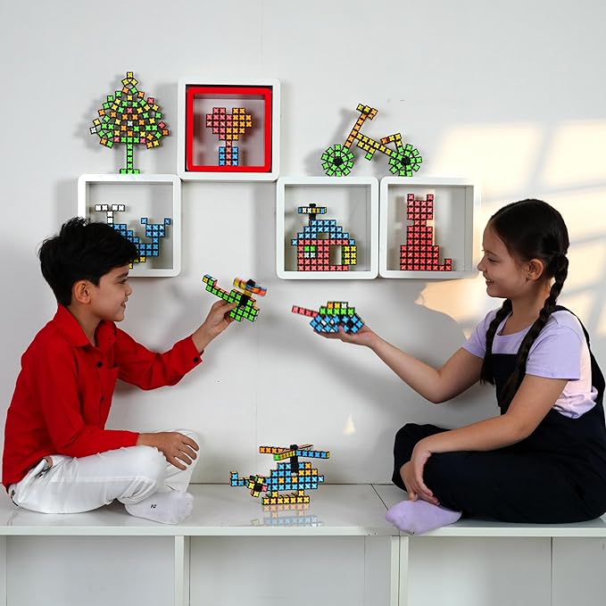 TOSY Magnet Cube 2x2 - 8 Blocks, 2 in 1 Toy: 2x2x2 Puzzle Cube and Customizable Infinity Cube, Glowing, UV Flashlight, Fidget/Sensory/STEM/STEAM Magnet Tiles Birthday Gift for Kids/Teens/Adults