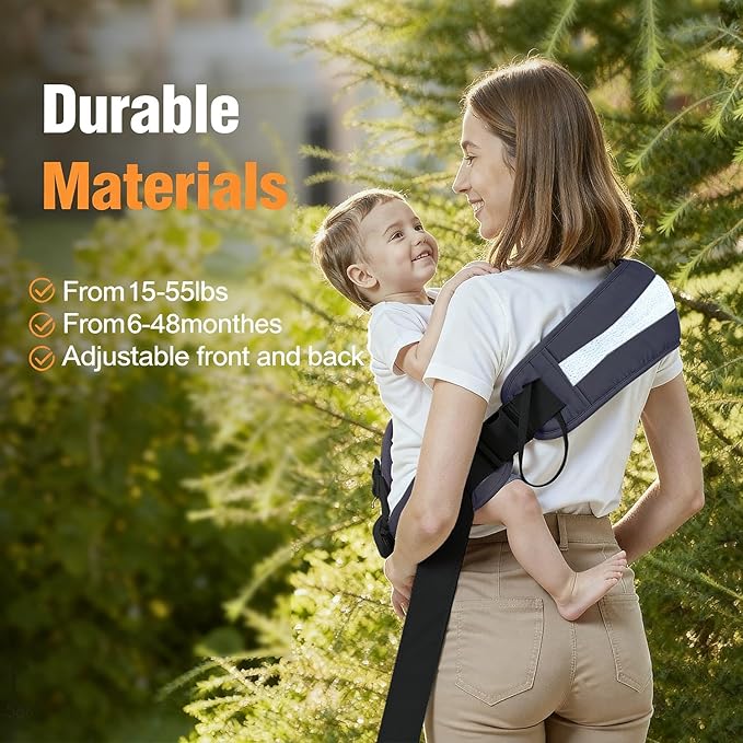 Toddler Carrier Sling for Newborn to Toddler, Ring Sling Baby Carrier 15–55 lbs with Breathable & Anti-Slip Seat Cushion for Comfort, Lightweight Travel-Friendly (Dark Gray)