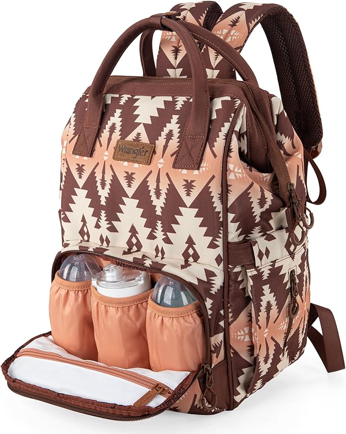 Montana West Wrangler Callie Diaper Bag Backpack with Stroller Straps Multifunction Baby Travel Bag WG2204-9110BR