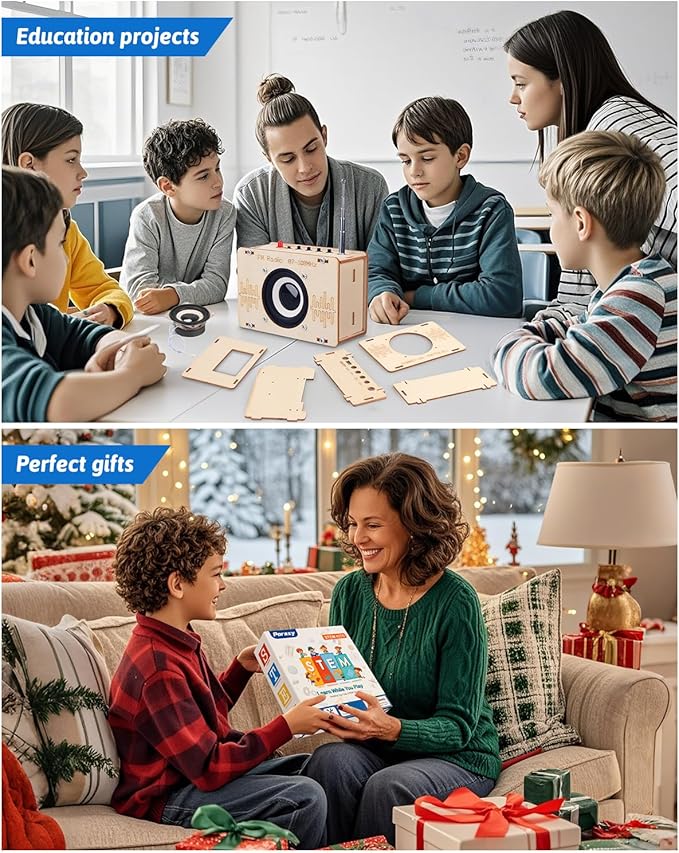 Poraxy Science Kits for Kids Age 8-12 12-14, STEM Kits 8-10, Build Your Own FM Radio Kit, Electronic Circuits DIY Experiment Engineering Building Project, Toys Gifts for Teen Boys Girls 9 11 13 15 16+