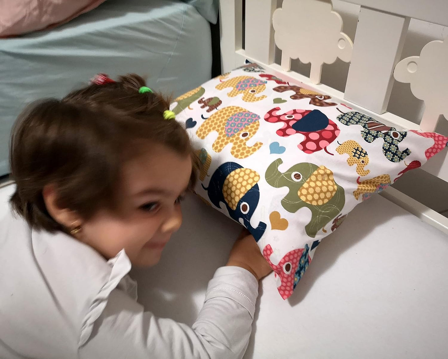 Toddler Pillowcase 13 x 18 Cotton - Elephant Pillow Cases, Travel Pillow Case Cover for Kids, Toddler Bedding Elephant Cases (Beige)