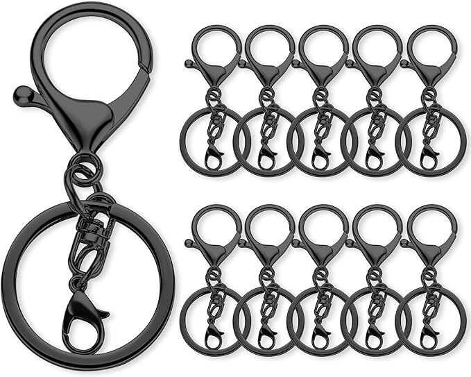 10 Pack a Set Metal Lobster Claw Clasps and Key Rings, Key Chain Accessories, Keychain Making kit for Keys, Art Crafts, Jewelry Making, Gunmetal