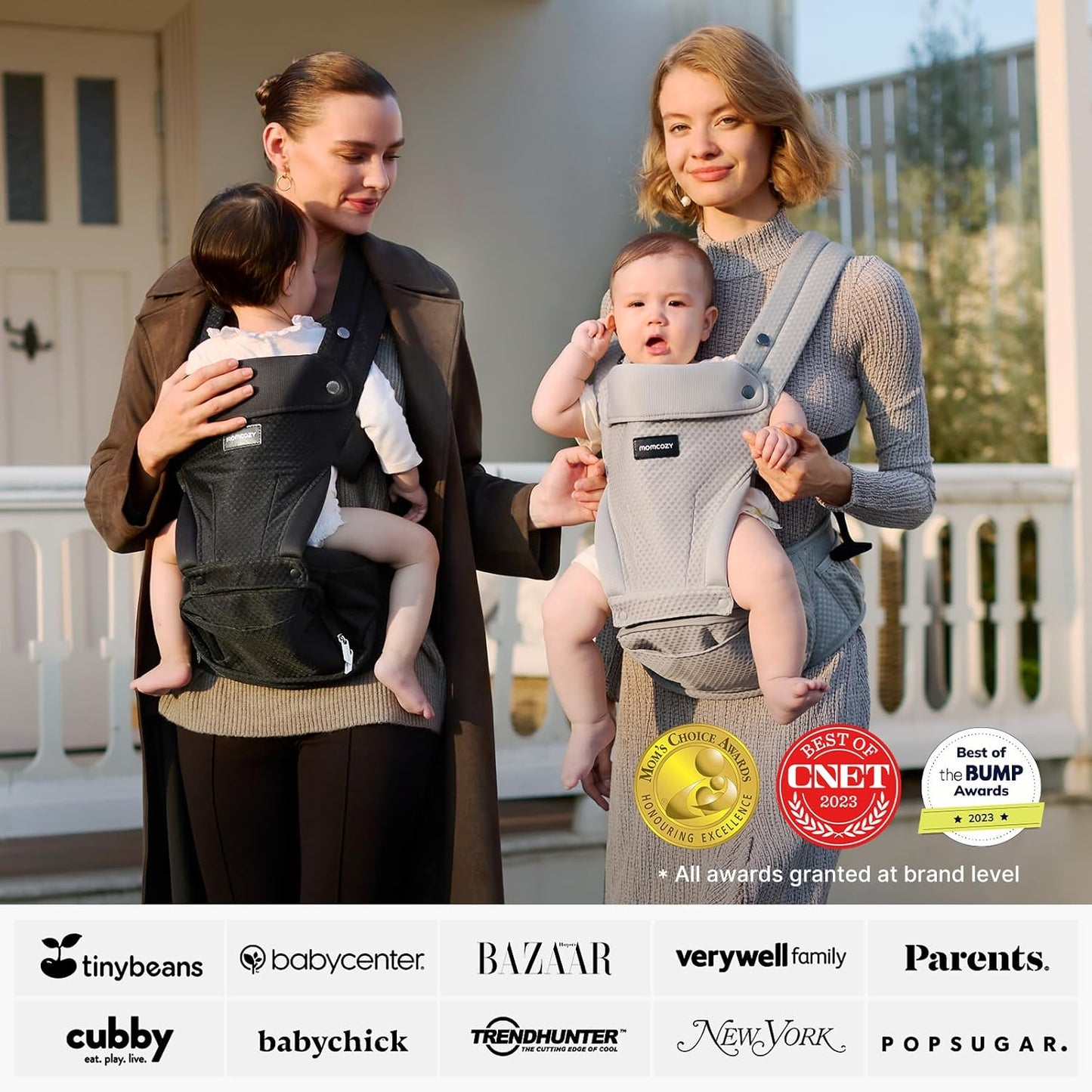 Momcozy Baby Carrier with Hip Seat, 2-in-1 Forward-Facing Carry for Active Babies, Detachable Hands-Free Carrier up to 44lbs, Breathable Infant Carrier Fits Waist Sizes up to 45 Inches, AirMesh Grey