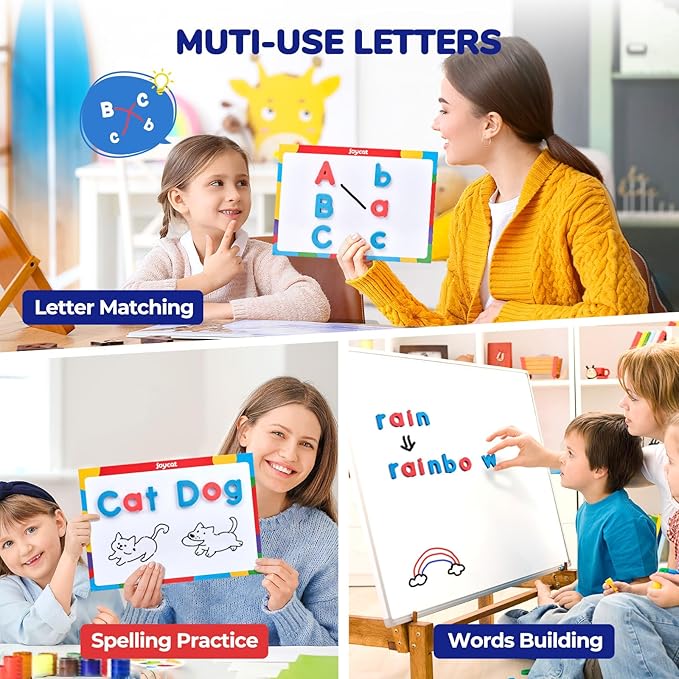 JoyCat Classroom Magnetic Letters Kit 234 Pcs with Double-Side Magnet Board - Foam Fridge Alphabet Letters for Kids Spelling and Learning