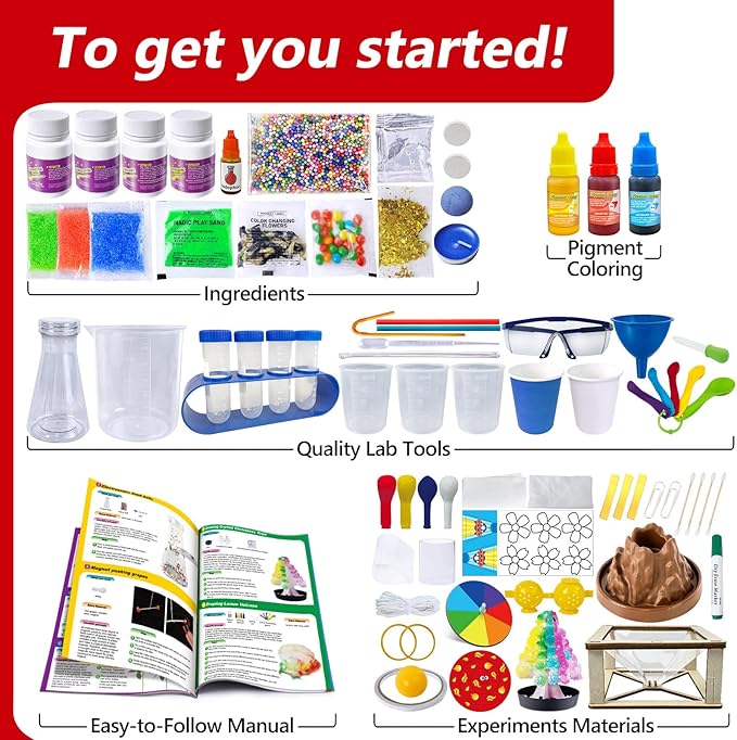 UNGLINGA 272 Experiments Science Kit for Kids, Chemistry Set, S.T.E.M Toys Boys Girls Birthday Gifts, Volcano, Crystal, Magic, Physics Lab Educational Learning Project