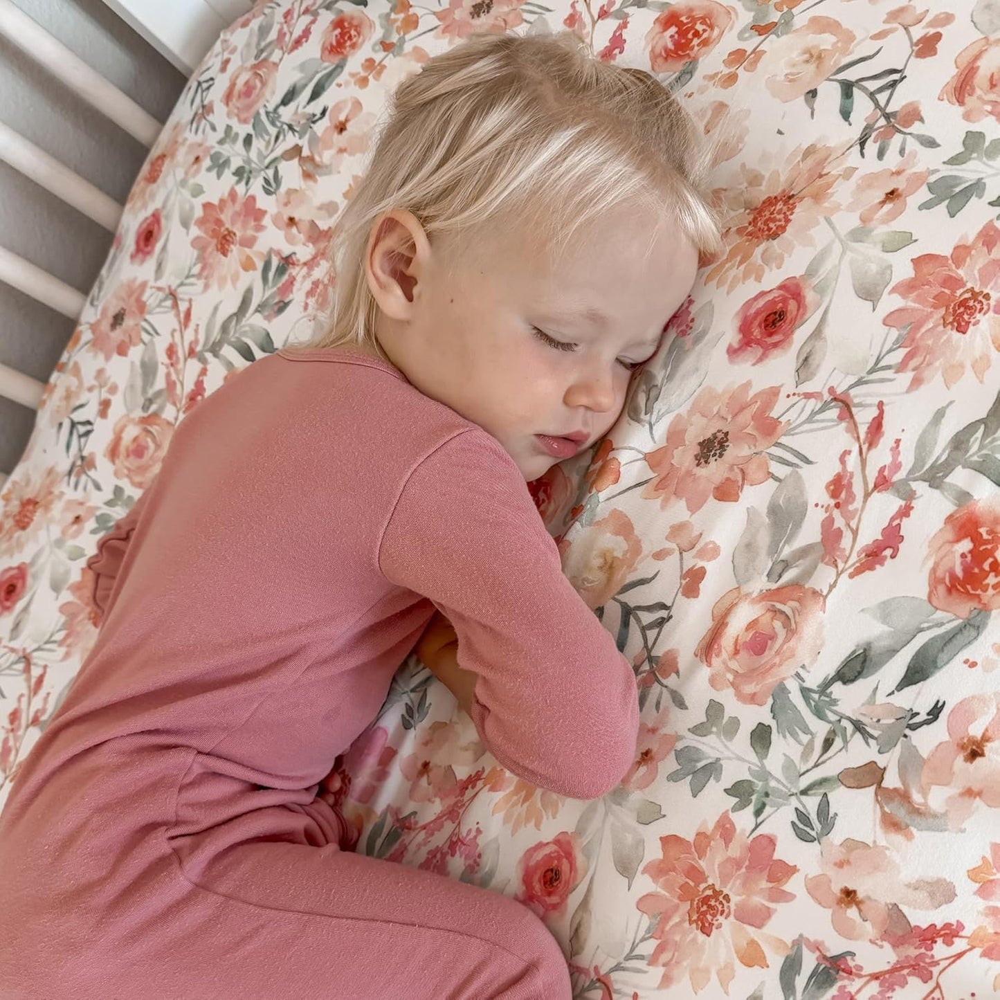 Baby Girls Crib Sheets | 2 Pack Floral & Solid Pink Ultra-Soft Bedding for Crib Mattress and Toddler Beds |Blended Cotton Fitted Crib Sheet for Baby Girls Comfort and Elegance by Max&So