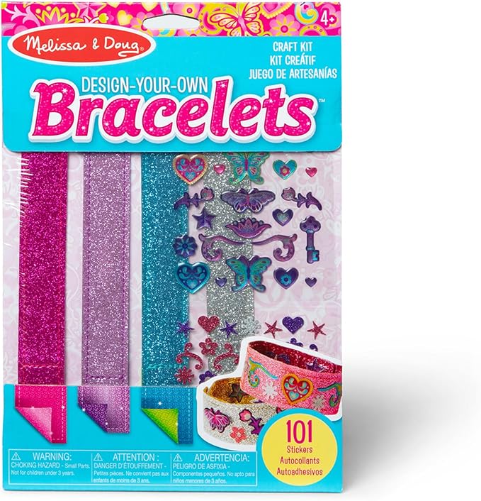 Melissa & Doug Design-Your-Own Bracelets with 100+ Sparkle Gem & Glitter Stickers, Kids Snap Bracelets, Stickers & Jewelry Crafts, Preschool Toys for Girls & Boys Ages 4+