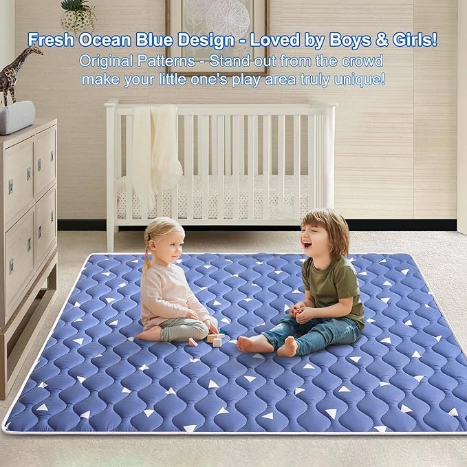 Premium Baby Play Mat 36" X 36", Thicken Foam One-Piece Crawling Mat, Non-Slip Cushioned Baby Playmats for Infants, Babies, Toddlers, Foldable and Machine Washable