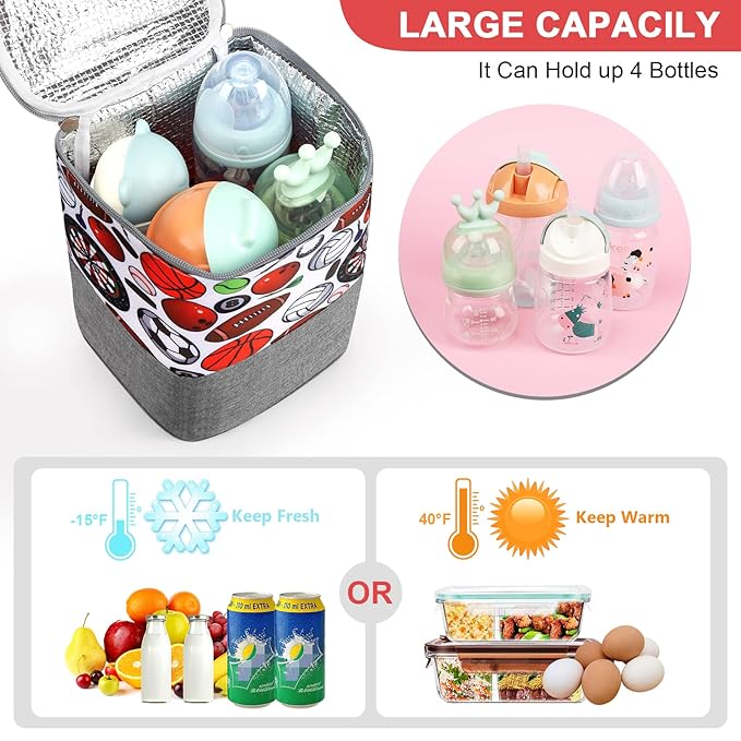 Accmor Breastmilk Cooler Bag, Baby Bottle Cooler Bags, Insulated Bottle Cooler Tote Bags On The Go, Fits 4 Large 8oz Bottles, for Nursing Mom Daycare Travel
