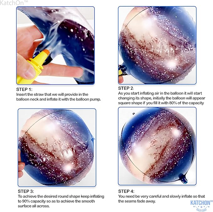 KatchOn, Big Galaxy Balloons - 22 Inch, Pack of 6, Earth Party Supplies | 360 Degree 4D Round Sphere Balloons for Space Themed Party Decorations | Planet Balloon for Outer Space Decorations