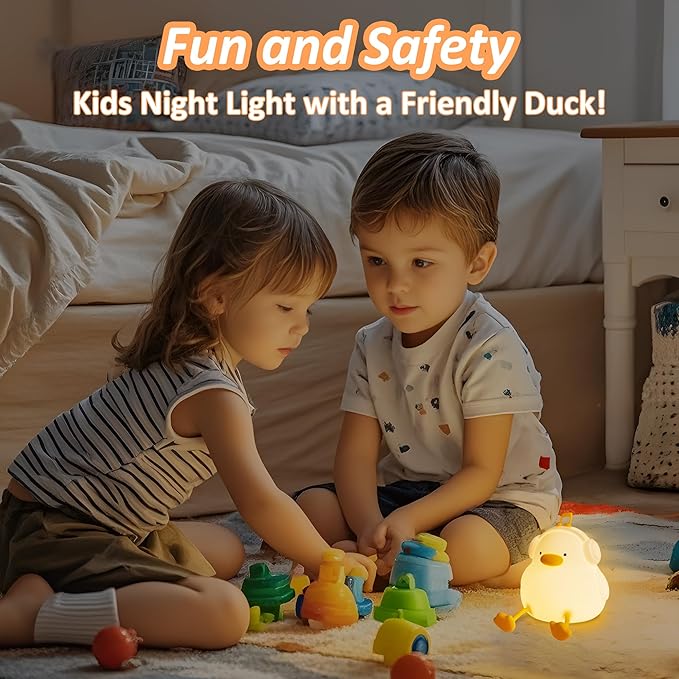 Duck Night Light, Squishy Duck Lamp, Silicone Bedside Light Up Funny Duck with Dimmer & Rechargeable,Birthday Gifts for Friends Women(Enjoy Duck)