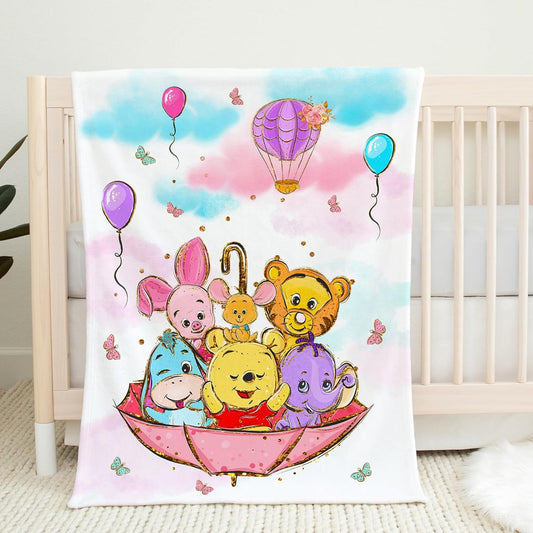 UNIQUE Pink Winnie Ultra Soft Fleece Baby Blanket 30x40in, Cute Winnie Baby Blanket, Girl