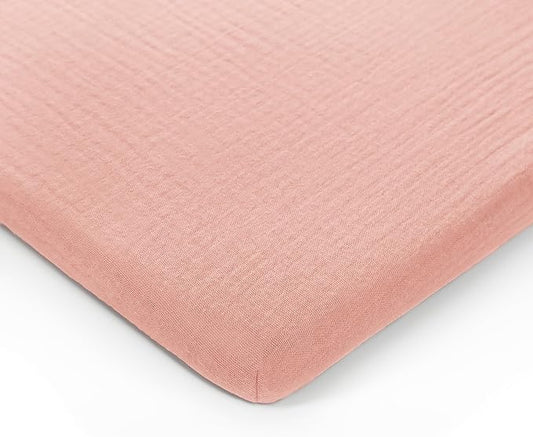 Comfy Cubs Muslin Bassinet Sheet - 100% Soft Cotton Fabric, Breathable & Gentle for Baby’s Sensitive Skin - Universal Fit with Secure Elastic Edging, Gift-Ready Packaging - Lace Pink