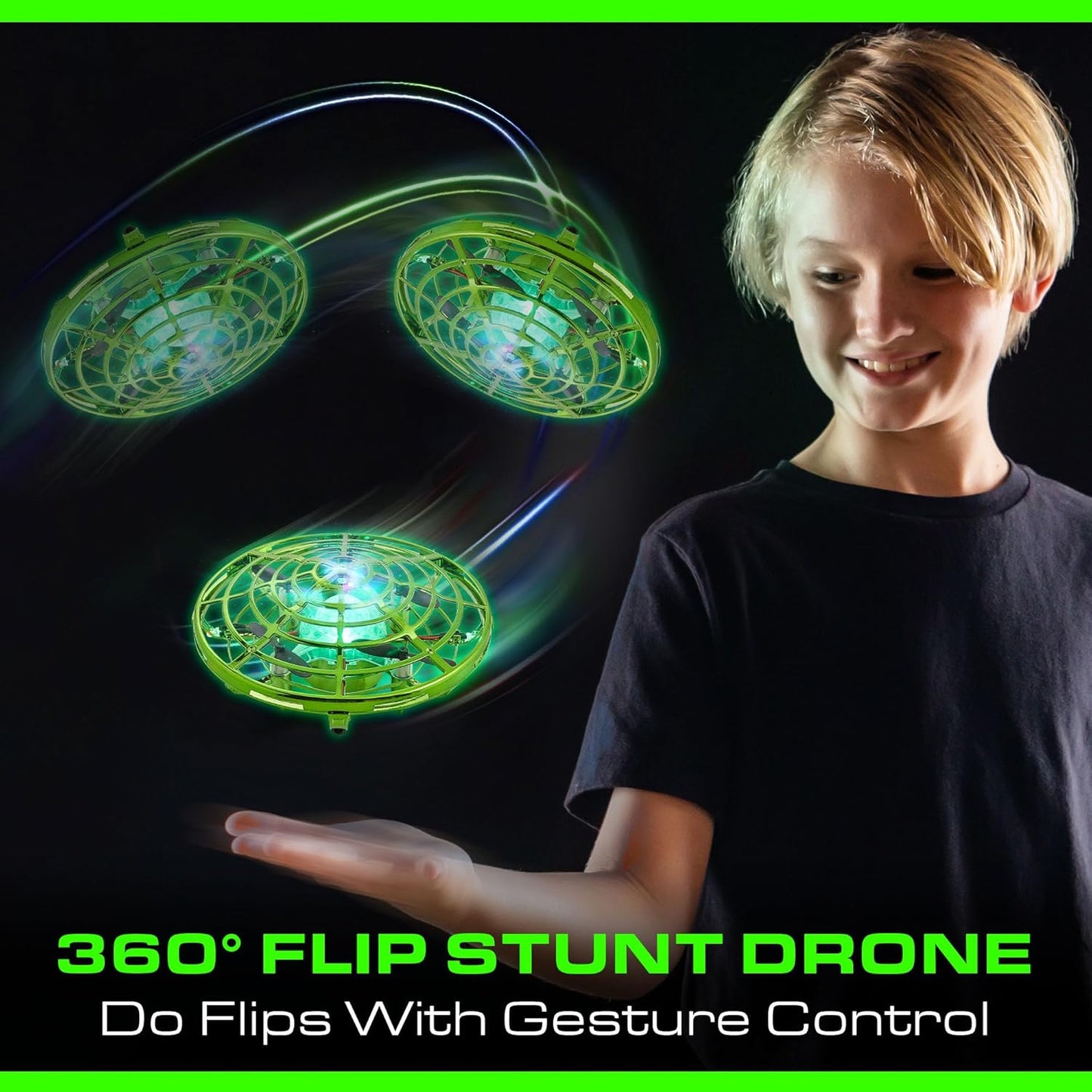 Force1 Scoot Hand Operated Drone for Kids or Adults - Hands Free Motion Sensor Mini Drones, Easy LED Indoor Rechargeable Flying Ball Drone Toy for Boys and Girls (Green)