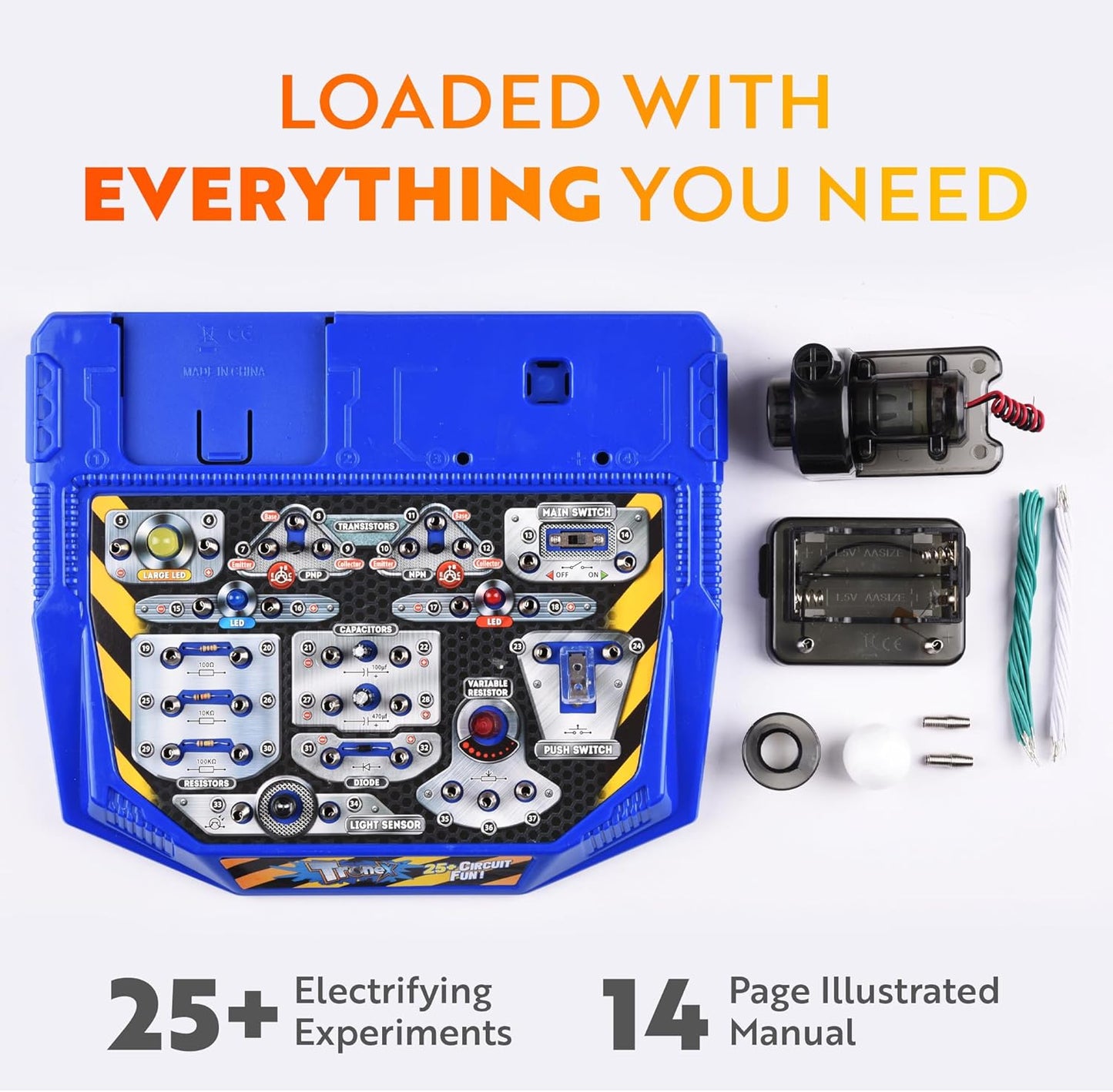 Playz Electrical Circuit Board Engineering Kit for Kids with 25+ STEM Projects Teaching Electricity, Voltage, Currents, Resistance, & Magnetic Science | Gift for Children Age 8, 9, 10, 11, 12, 13+