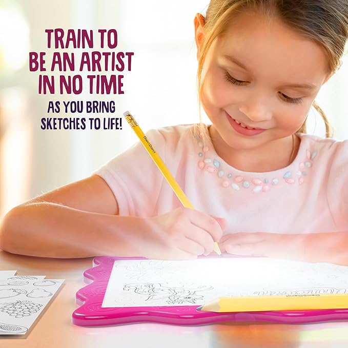 Dan&Darci Light Up Tracing Pad for Kids - Arts & Crafts Writing Drawing Tracer Board, Craft Kit for Girls & Boys Ages 6-12 - Birthday Toys Gifts Ideas for Girl or Boy 6+ Year Old Gift Toy - 6 7 8 9 10