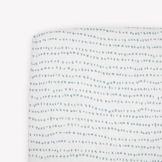 Little Unicorn Premium Crib Sheet | Breathable & Super-Soft Muslin Fabric (Stone Stripe)